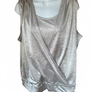 Chico's Draped Wrapped Tank Silver Shimmer Fabric Sleeveless Casual Career Sz XL
